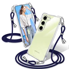 Samsung Galaxy S23 5G ケース クリア ショルダー 耐衝撃 ギャラクシーS23 スマホケース SC-51D SCG19 カバー 透明 織りストラップ付き 肩がけ 首掛け 紐付き 縄掛け シングルショルダーロープ 斜めがけ 調節可能なショ 1