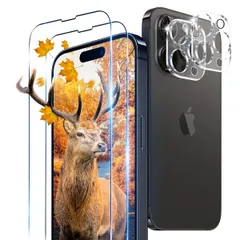 【数量限定】9H強度 日本旭硝子製 】 【 対応 アイフォン14Pro カメラ保護フィルムセッ Max 2枚 強化ガラス 2枚 全面保護フィルム ケース + 高透過率 フィルム 3D Touch対応 ProMax 6.7インチ ProMax 厚さ0.26超薄型