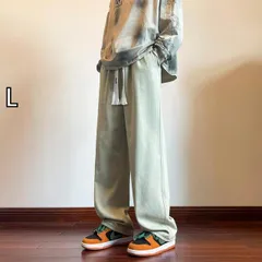 [L]メンズ ファッション 服 オシャレ シンプル 大人 かっこいい 大きいサイズ ストリート 紳士服 アメリカン ウォッシュ ジーンズ 夏 薄手 ストレート ワイド レッグ パンツ カジュアル ロング