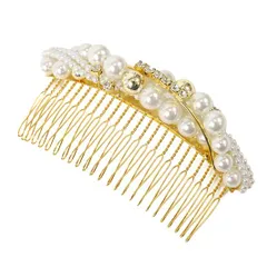 髪飾り 成人式 振袖 前撮り 袴 花 かんざし ゴールド 白 コーム キラキラ パール ラインストーン 日本製 おしゃれ かわいい 洋 No.10-2716