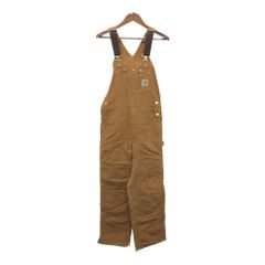 USA製 Carhartt カーハート ダック ダブルニー ビブオーバーオール ワーク ライトブラウン (メンズ W32 L32) 中古 古着 R0292