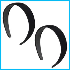 【数量限定】カチューシャ 黒 2個セット ベロア製 ヘアアクセサリー シンプル ヘアアレンジ ヘアアクセ レディース 大人 ブラック (2.5cm+3cm)