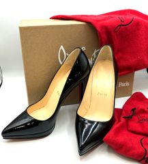 【鑑定済み】正規品 未使用品 Christian Louboutin クリスチャンルブタン ポインテッドトゥ パテント パンプス ハイヒール 1110971 ブラック ＃36