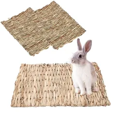 【特価】YFFSFDC わらっこ倶楽部 うさぎの座ぶとん ウサギマット 草の編み物 手編みクラフト うさぎ モルモット ハムスター 小動物用 ペット用品 小動物用品 ケージ内装 天然素材 休み場所 遊び場 28*21cm 3枚入のサムネイル