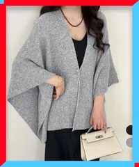 新品 レディース ニットショール ポンチョカーディガン 秋冬 ニットアウター 春秋 Vネック 羽織 韓国風 ボタン付きポンチョ【送料無料】
