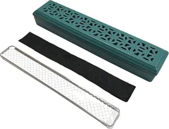 エルクローバー L CLOVER 線香 横置き 蓋付き 網 ステンレスネット 仏壇 香炉 線香立て お香立て インセンスホルダー 線香皿 陶器(グリーン,  横置きタイプ)