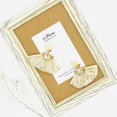 ボリュームレース×ビジュー イヤリング インド刺繍リボン