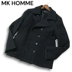 MK HOMME ミッシェルクラン オム 秋冬★ シルク混 ウール Pコート Sz.46 メンズ 灰 グレー
