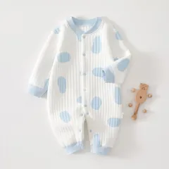 ☆ ブルーウシ ☆ 80cm ☆ ロンパース 長袖 ベビー コットン ベビー ロンパース 長袖 カバーオール ベビー服 パジャマ 子ども服 ルームウェア 部屋着 子供服 スナップボタン 新生児 コットン 綿 赤ちゃん 女の子 可愛い かわいい 出産お祝い