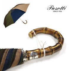 Pasotti 雨傘 折りたたみ傘 レインボー バンブー ハンドル 高級傘 ジャンプ傘 頑丈 大きめサイズ イタリア製 ハンドメイド オシャレ シンプル カラフル メンズ PS04