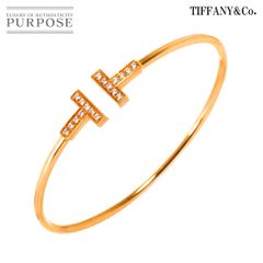 ティファニー TIFFANY&Co. Ｔワイヤー ダイヤ ブレスレット ミディアム MM 16cm K18 PG 750 バングル T Wire Bracelet 90284260