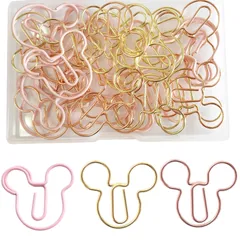 【特価商品】豊富 カラー 文房具 メモクリップ 書類整理/招待状/付箋/手紙/メモ帳用 金属製 ブックマーク クリップ 3色 動物 ネズミ 可愛い ゼムクリップ 収納ケース付き 30枚 ペーパークリップ 5WYOUKE