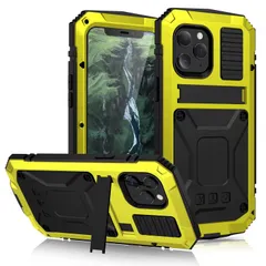 新品 PboyiqiS iPhone 12 Pro Max ケース，耐衝撃 防水 防塵 三防アイフォン12プロマックス 6.7インチアルミケース，スタンド機能，アルミバンパー ケース 強化ガラス内蔵 ，最強級金属合金 360 強力保護 軍用 耐衝撃 ケース (