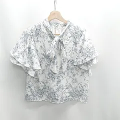 ◇ ⊂ Φ GRL グレイル 総柄 半袖 ブラウス サイズF ブルー系 レディース E  【1410100037407】