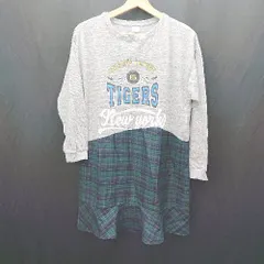 ◇ ⊇ ZARA Girls キッズ 子供服 チェック柄切替 長袖 膝丈 ワンピース サイズ13/14 グレー グリーン 女の子 E  【1501160025753】