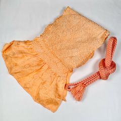 帯揚げ帯締め　中抜き絞り　オレンジ　振袖など