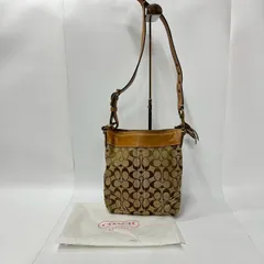 ★M3 良品 COACH コーチ 10402 シグネチャー ショルダーバッグ キャンバス×レザー 内側・外側チャック収納あり ファスナータイプ 保存袋付き ブラウン系 レディース バッグ