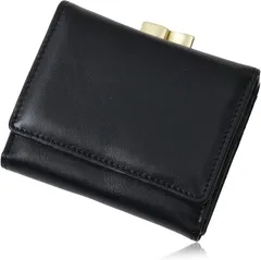 Gallery Qualier[ギャラリークオリエ] キメ細かさが生むフィット感 高級エチオピア高原羊革 熟練の革職人が作る スキミング防止 財布 レディース 3つ折り がま口 蝦蟇口 日本 ブランド シープ ナッパ 本革 黒(Black)