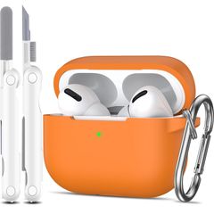 【人気商品】可視、オレンジ LED 世代ケース、キーチェーンとクリーニングキット付き、フロント 2/1 第 Pro Pro AirPods AirPods ケースカバー、軍用グレードの落下防止ソフトシリコン衝撃吸収保護保護 MHYALUDO