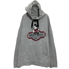 Disney キャラクタースウェット パーカー M グレー ディズニー プルオーバー 裏起毛 ミッキーマウス 古着卸 アメリカ仕入 a612-6804