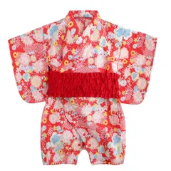 【迅速発送】KISBINI ベビー服 ロンパース 和装 着物 甚平 浴衣 赤ちゃん はっぴ 男の子 女の子 夏 七夕 出産祝い 新生児ギフト プレゼント 記念写真撮影 初節句 お食い初め お宮参り お盆祭り 70 80 90