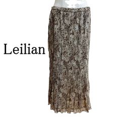 Leilian（レリアン） レディース　スカート　ロング　ロングスカート プリントスカート ロング 13号 ベージュ 秋 春 夏