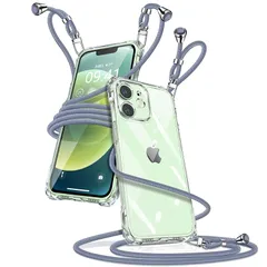 iPhone 12 ケース クリア ショルダー アイフォン12 スマホケース iPhone12 カバー 肩掛け 斜めかけ 縄掛けケース 透明 薄型 軽量 TPU 携帯ケース 紐付き 斜めがけ 織りストラップ付き 長さ調整可能 取り外し可能 落下防止 紛失防 0