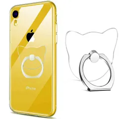 新品 スマホリング 透明 クリア 【KRODI】ホールド リング 薄型 おしゃれ リングスタンド バンカーリング 指輪リング 落下防止・片手操作・スタンド機能 360度回転 タブレット/スマホ iPhone/Android各種他対応 (ねこ)