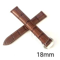 18mm 腕時計 イタリアンレザー 革ベルト ブラウン×ホワイト 茶/白 Dバックル 【対応】オメガ スピードマスター/シーマスター等