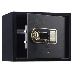 金庫 家庭用 小型 防犯金庫 A4書類横収納可能 鍵&緊急電池ボックス付 テンキー式 床・壁に固定可能 safe 事務所 店 日?取扱説明書付 (34L) 1