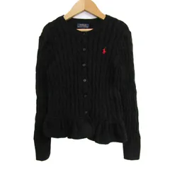ポロラルフローレン カーディガン トップス ケーブルニット クルーネック キッズ 女の子用 S/P(7)サイズ 黒 POLO RALPH LAUREN 【中古】