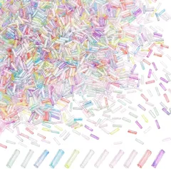 PH PandaHall 約1760個 竹ビーズ シードビーズ 11色 筒状 淡い色 ガラスビーズ アクセサリーパーツ ジュエリー用 糸通しビーズ ツイスト竹ビーズ DIY イヤリング ネックレス ブレスレット ハンドメイド( カラフル)