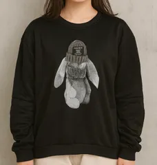 スウェット トレーナー レディース プリント ぬいぐるみ 長袖 グレー 体型カバー オーバーサイズ 韓国ファッション ストリート カジュアル 秋冬 プルオーバー シンプル おしゃれ かわいい 大人可愛い ペアルック カップルコーデ [1181]