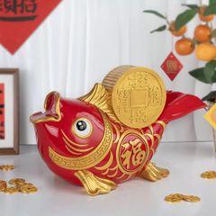 新品未開封品　旧正月 魚型貯金箱/ 祝你好运/存钱罐