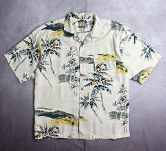 【TOMMY BAHAMA】トミーバハマ アロハシャツ 高級シルク キャンプシャツ パームツリー XLサイズ