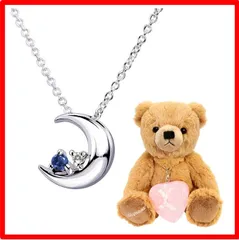 【送料無料 】09月誕生石 サファイア・ブラウンベア [シアーズ] クレセントムーン ネックレス レディース 天然ダイヤ×9月 誕生石 サファイア シルバー ブ