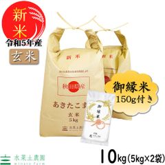 新米 令和5年産 お米 米 米10kg （5kg×2袋）  玄米 あきたこまち 秋田県産 御縁米（縁結び）150g付き