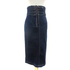 N.Natural Beauty Basic N.ナチュラルビューティーベーシック デニムスカート タイトスカート ロング丈 サッシュベルト付き M ネイビー 紺 /YM9