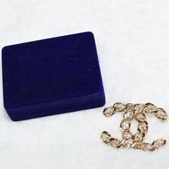 CHANEL ブローチ CCマーク ラインストーン/ゴールド