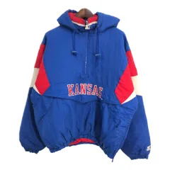 STARTER スターター カンザス・ジェイホークス 中綿 ナイロンジャケット ブルー (メンズ XL) 中古 古着 R6518のサムネイル