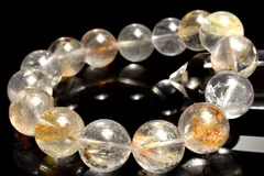 【１点物】希少内包◇マダガスカル産 ライモナイト＆マーカサイトインクォーツ　14.5mm　ブレスレット パワーストーン 天然石 _MA7739