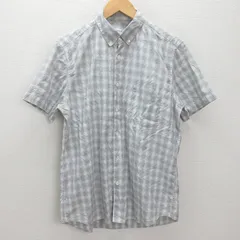 G■スティーブンアラン/STEVENALAN 半袖BDシャツ/チェック柄【M】灰系/men's/117【中古】■
