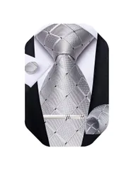 【特価】[DiBanGu] シルク ネクタイ 結婚式 ポケットチーフ タイピン カフスボタン セット ギフトボックス付き