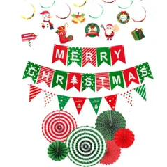【数量限定】Christmas Merry Merry ドア窓ぶら下げ Christmas 壁飾り クリスマスパーティーの装飾 天井飾り お祭りの環境 居酒屋 パーテイー小物 ぶら下げ 装飾 子供 ガーランド 学園祭 ペーパーファン 文化祭 オーナメント 仮装