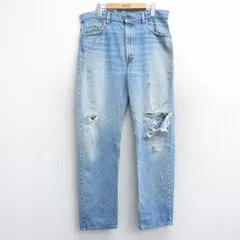 W36/古着 リーバイス Levis 505 メンズ 90s ヒゲ コットン 紺 ネイビー デニム 25oct15 中古 ボトムス ジーパン Gパン ロング パンツ