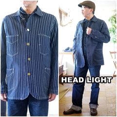 HEADLIGHT 　ヘッドライト 　デニムワークコート　カバーオール 　デニムジャケット　ストライプデニム　15647　東洋エンタープライズ