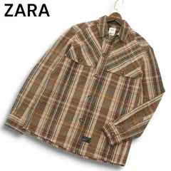 【新品 未使用】 ZARA ザラ マン 現行タグ 通年★ RELAXED FIT 長袖 チェック柄 シャツ ジャケット Sz.S-M メンズ