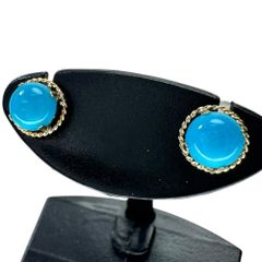 トルコ石/ターコイズ 0.50/0.50ct ピアス K18ゴールド 18金  0.8g レディース 【中古】【真子質店】【NN】