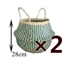 2個セット 2WAY かご バスケット 収納 鉢カバー 7号 8号 造花　キャンプ アウトドア タオル スリッパ入れ おむつ入れ 観葉植物 ペット ベット ベトナム産 ベトナム雑貨
