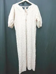 ◇ titivate ティティベイト ギンガムチェック 半袖 ロング ワンピース サイズM ベージュ ホワイト レディース P  【1407260013600】